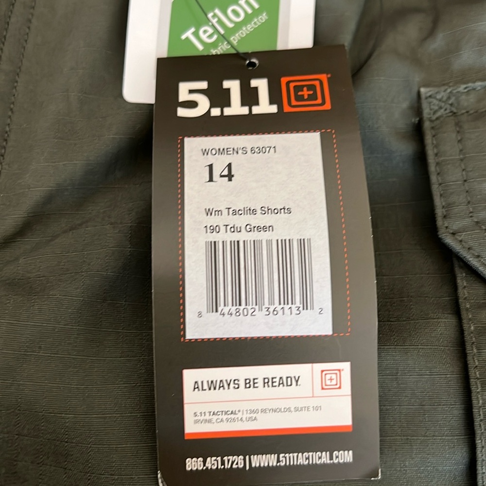 5.11 Women’s Taclite Shorts 190 TDU Green 14 NWT